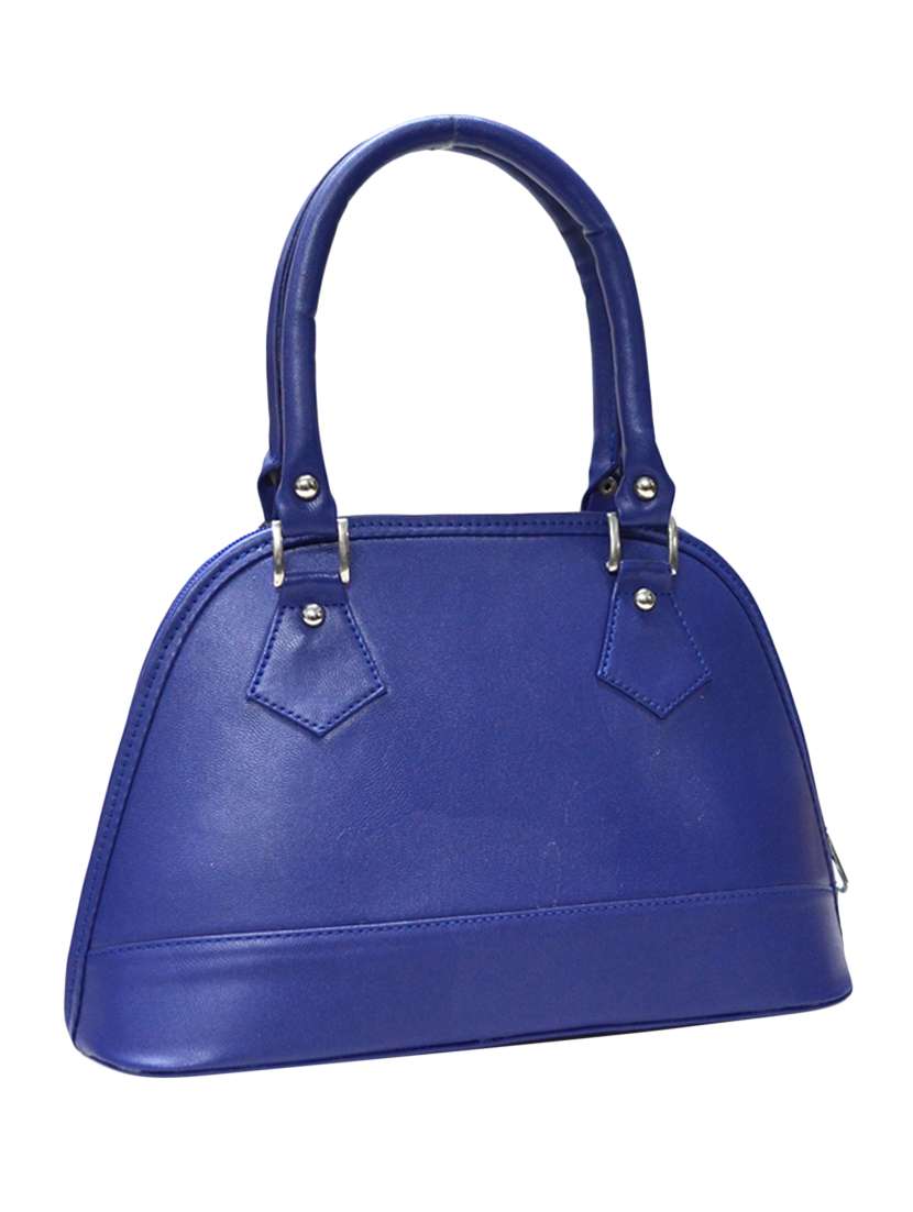 blue leatherette handbag