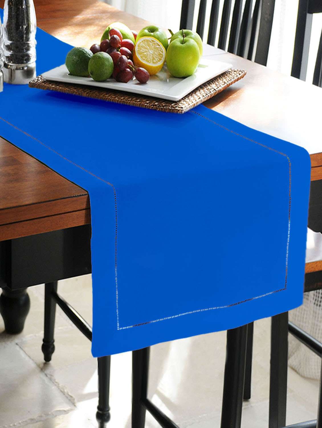 lushomes sky diver unidyed holestitch runner with 3 cms hemmed (double border) holestitch on all 4 sides