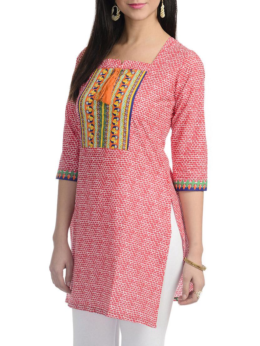red cotton anarkali kurta - 10554579 - Standard Image - 1
