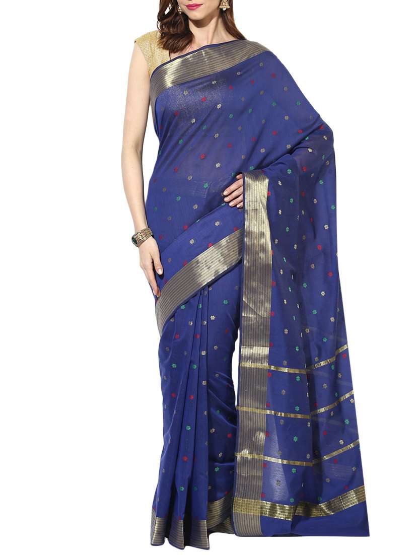 blue color viscose silk  woven saree