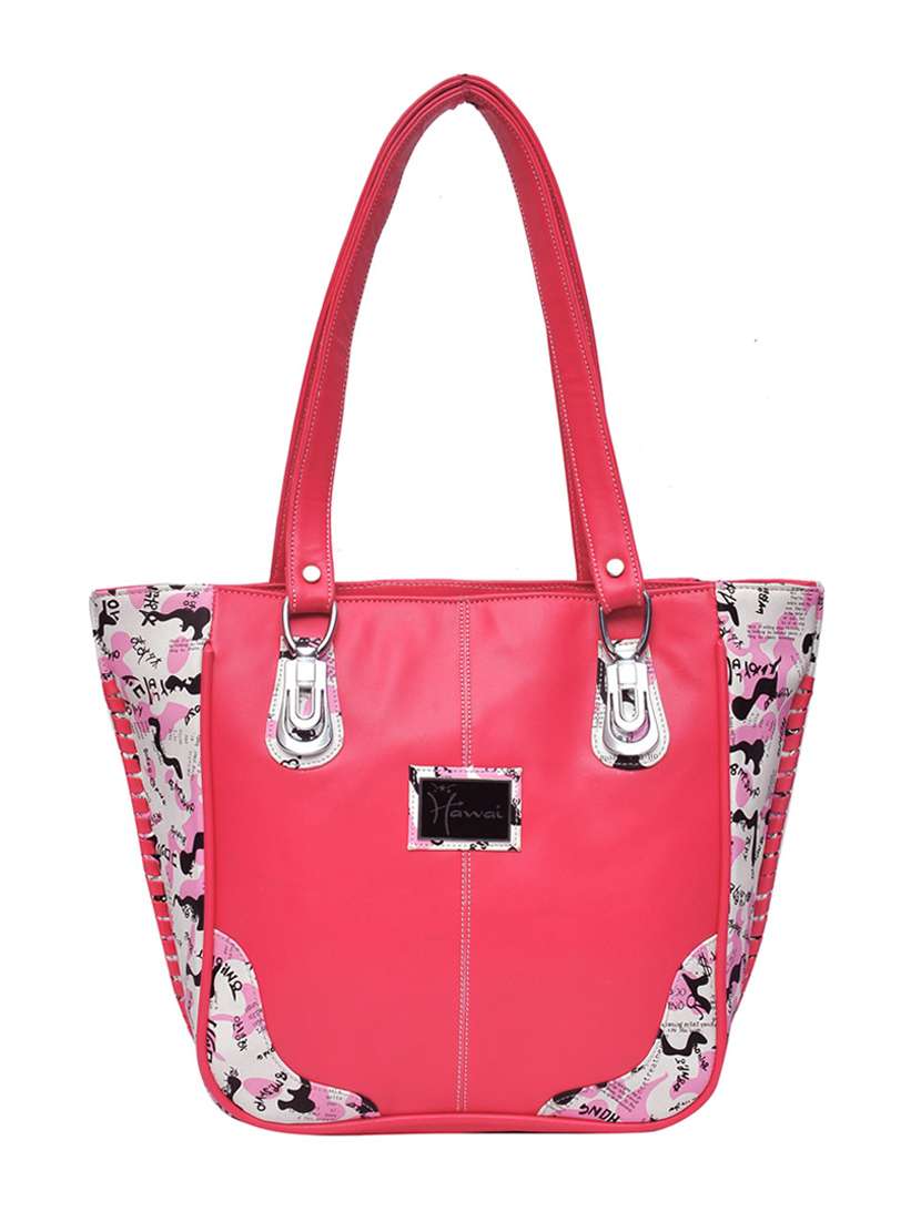 peach leatherette handbag