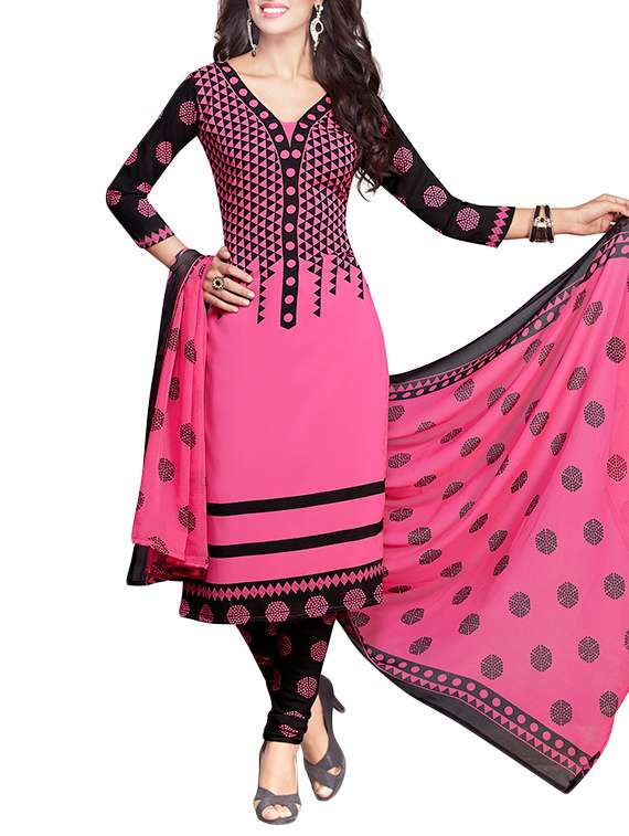 pink churidaar suits dress material