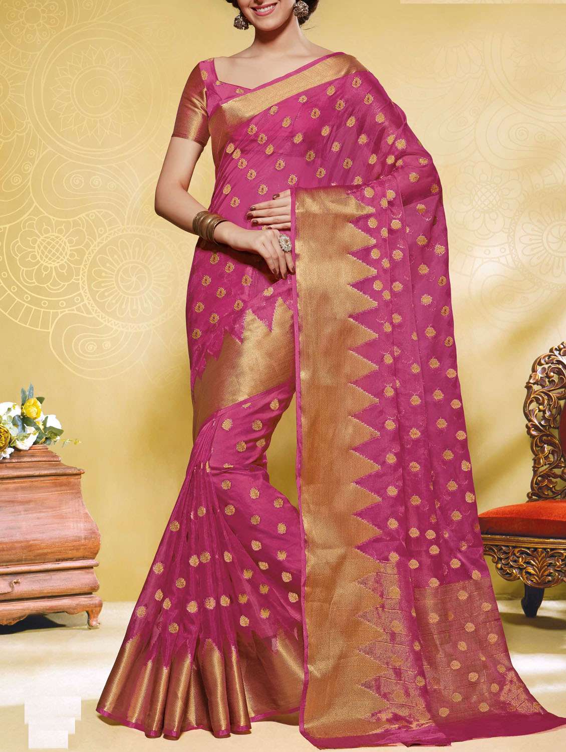 light pink raw silk saree