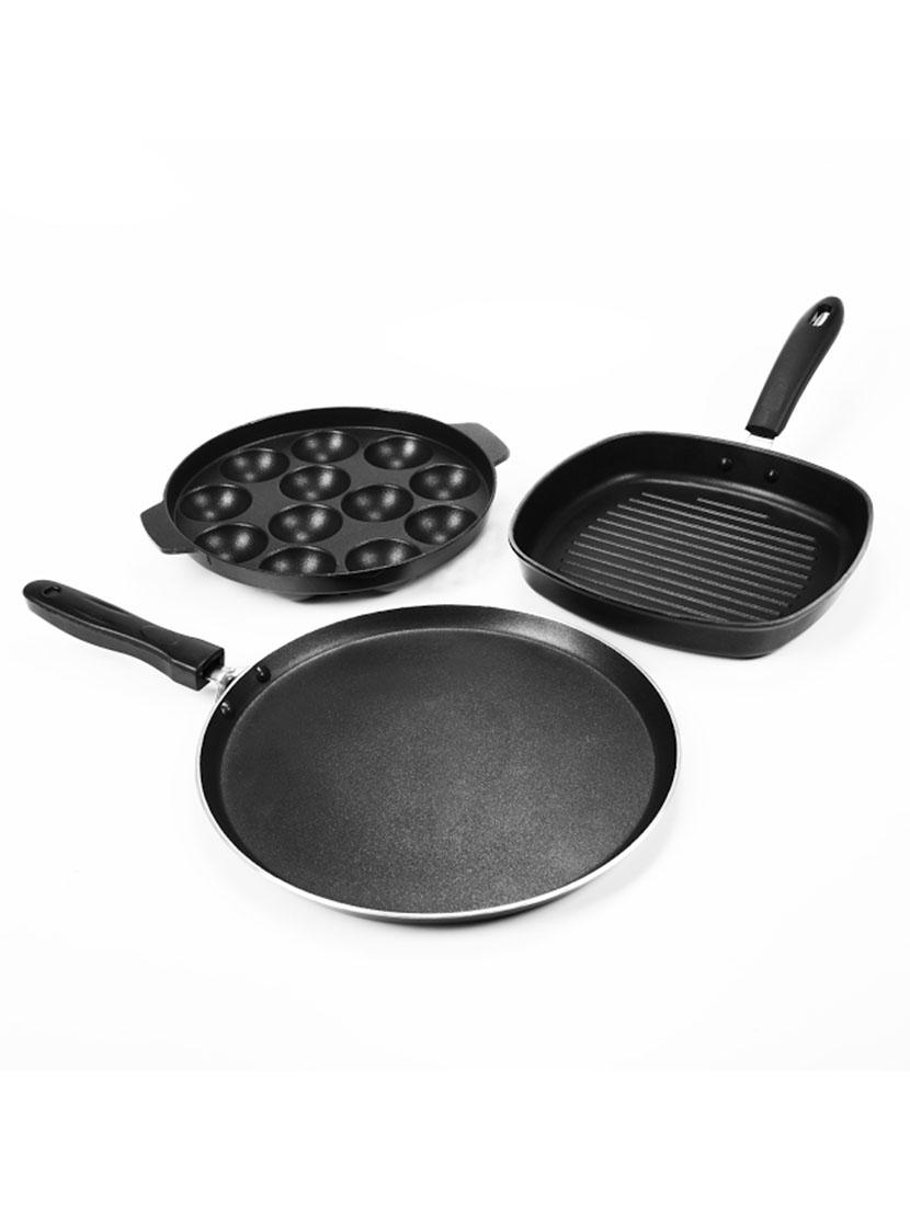 sumeet trinity nonstick supreme cookware set of three pieces