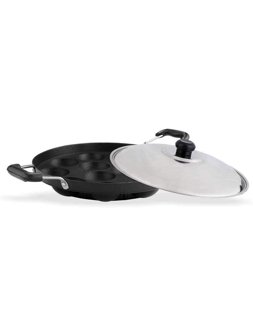 sumeet nonstick appam patra with lid and side handles 220 mm