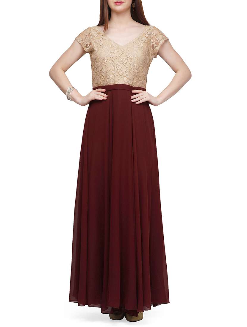 lace yoke maxi dress