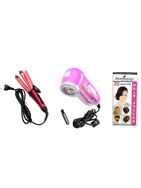 style maniac 2 in 1 hair straightener cum curler & lint roller