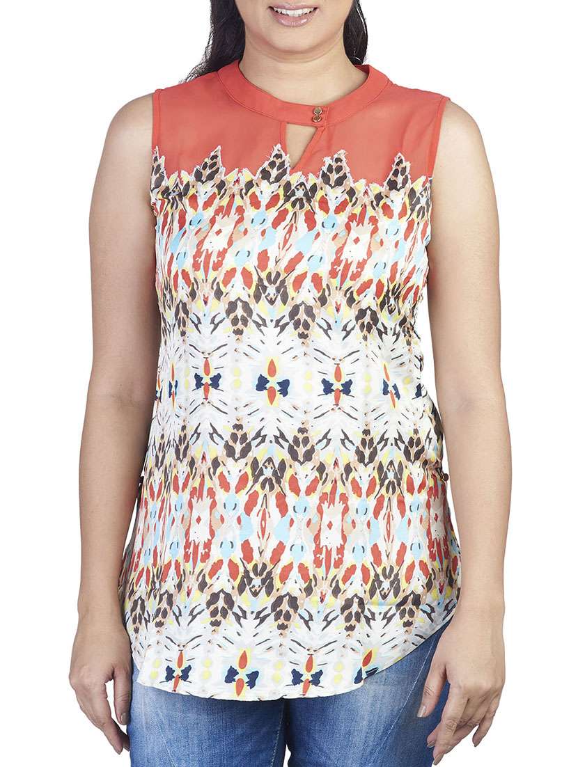 multi colored crepe top