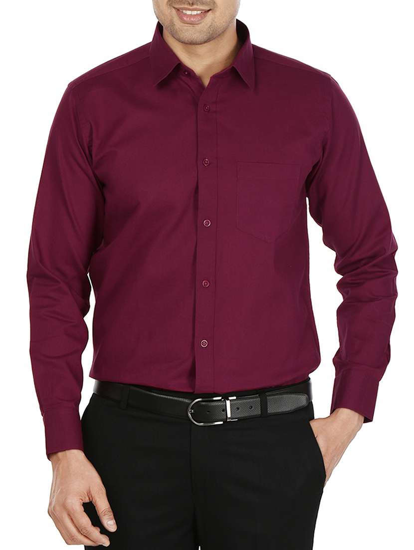solid marsala cotton formal shirt