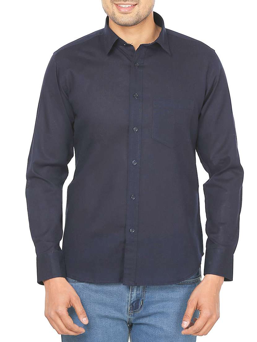 blue cotton casual shirt