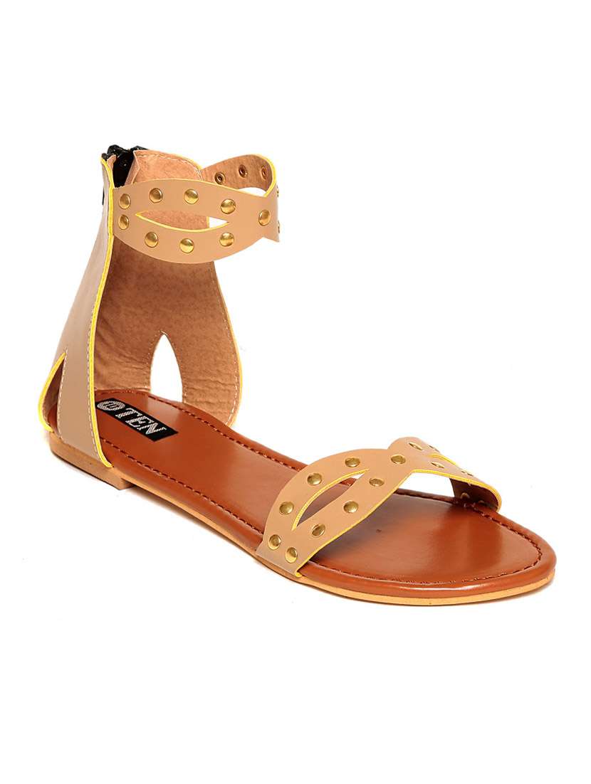 beige leatherette sandals