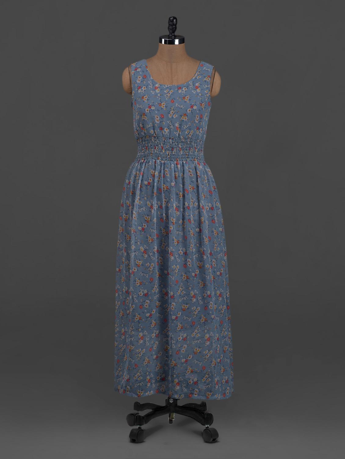 Floral Printed Sleeveless Polygeorgette Dress - Belle Fille