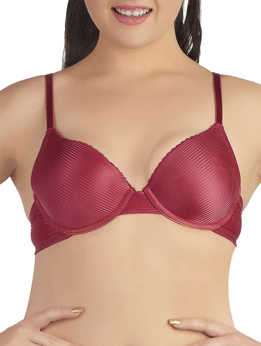 red polyester bra