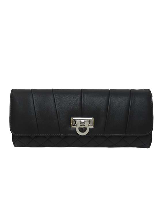 black leather clutch