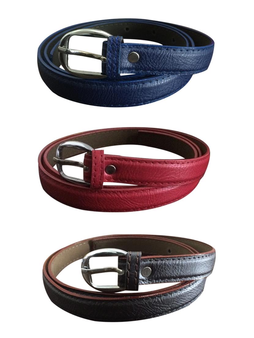 Brown, Red, Blue Leatherette Combos Belt - By