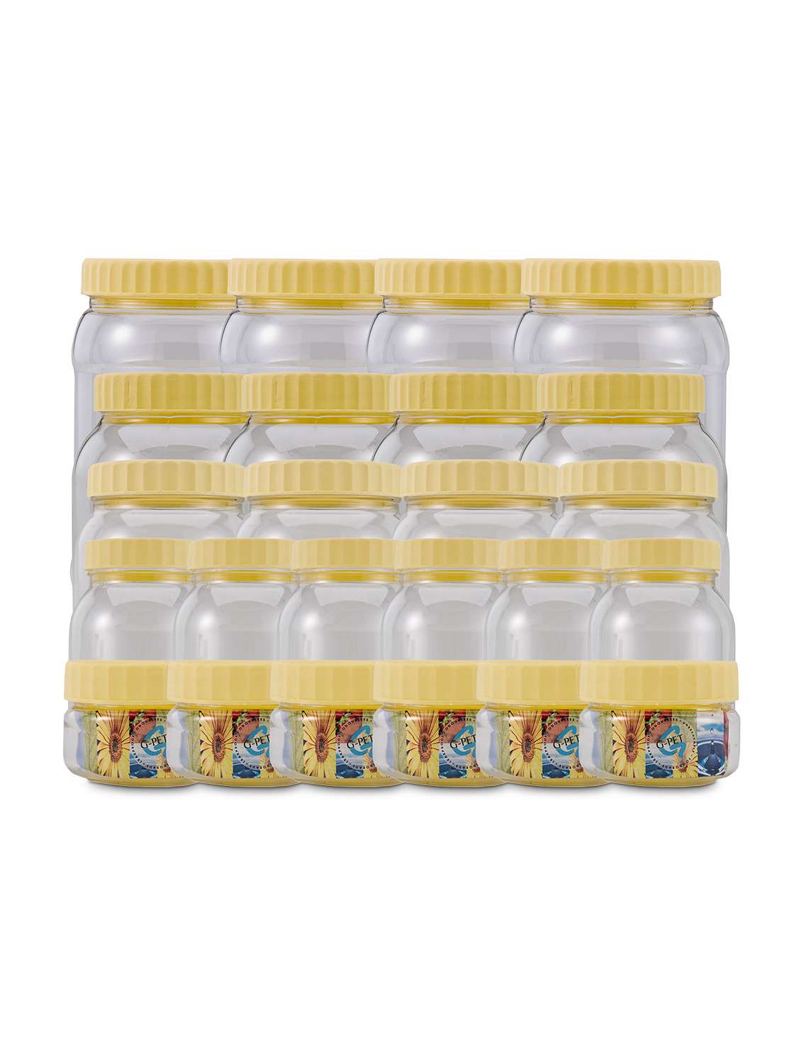 round container 50 ml (6pcs), 250 ml (6pcs), 500 ml (4 pcs), 1000 ml (4 pcs), 1500 ml (4pcs) set of 24