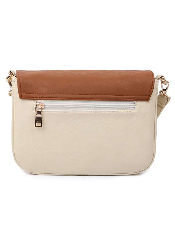 beige leatherette (pu) regular sling bag - 10721429 - Standard Image - 1