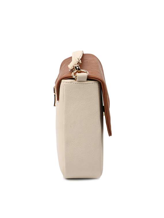 beige leatherette (pu) regular sling bag - 10721429 - Standard Image - 4