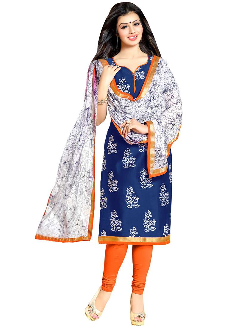 navy blue cotton unstitched suit