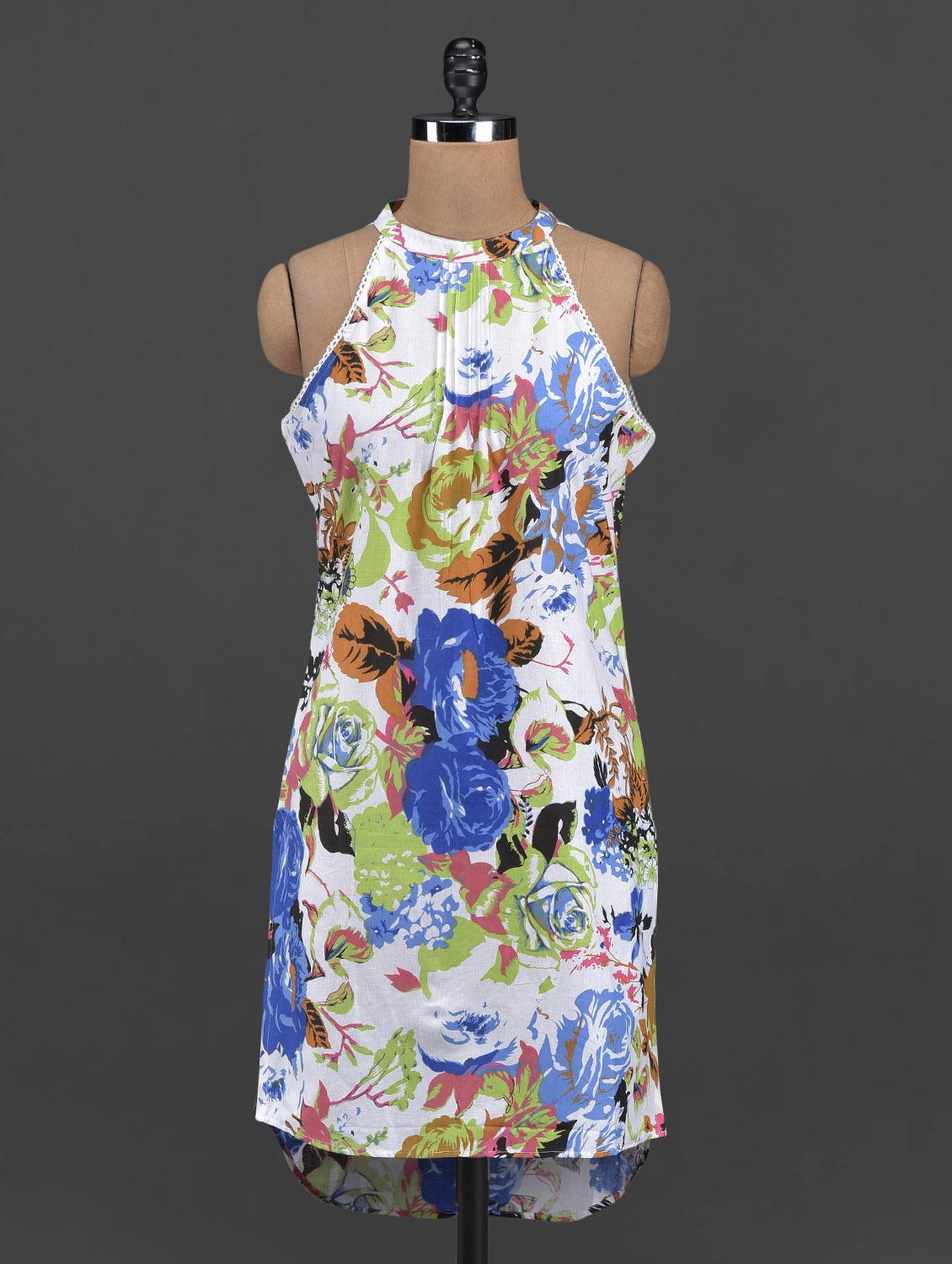 Arty Floral Printed Halter Neck Kurta - Yepme