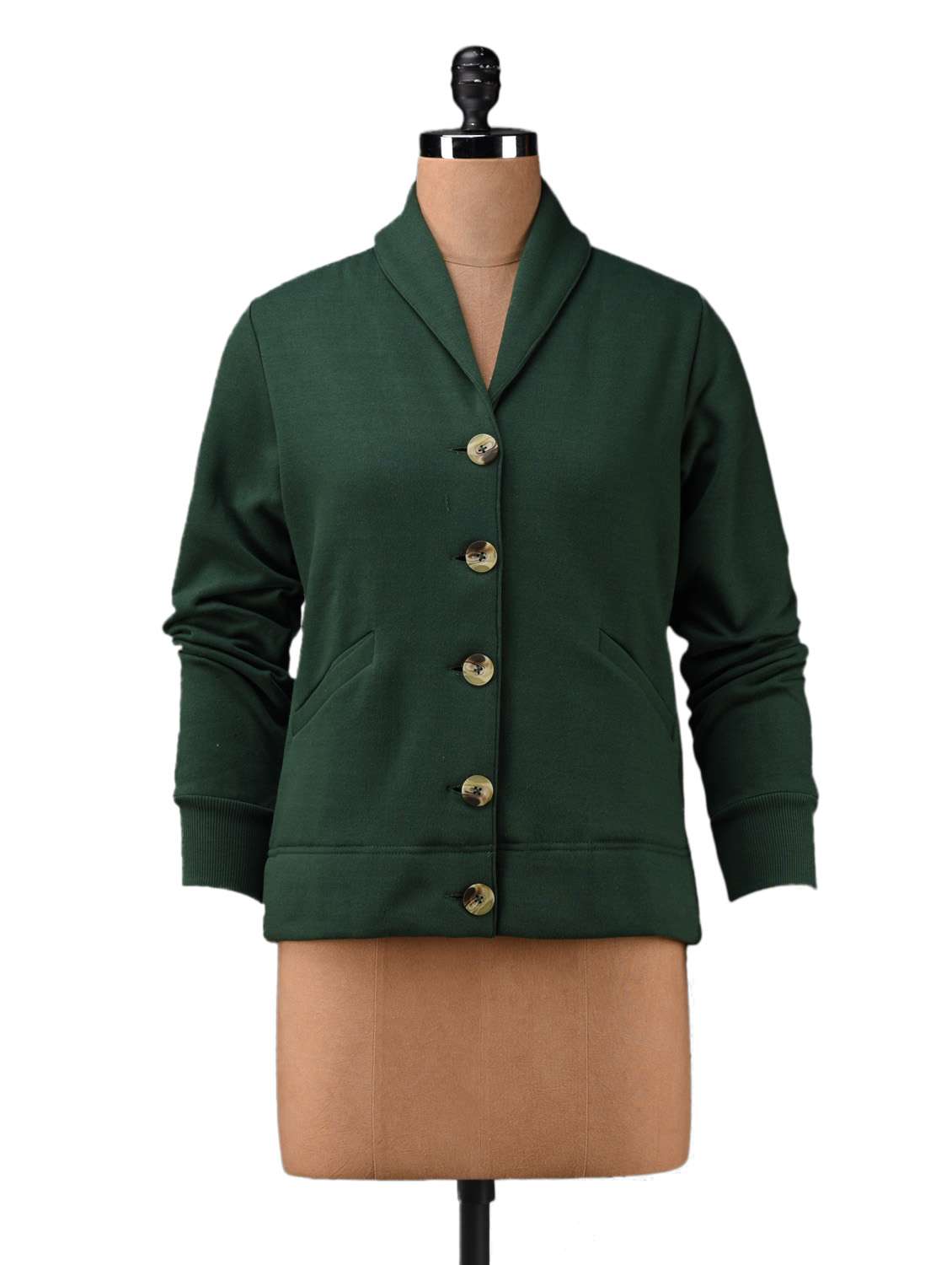 dark green cotton fleece jacket