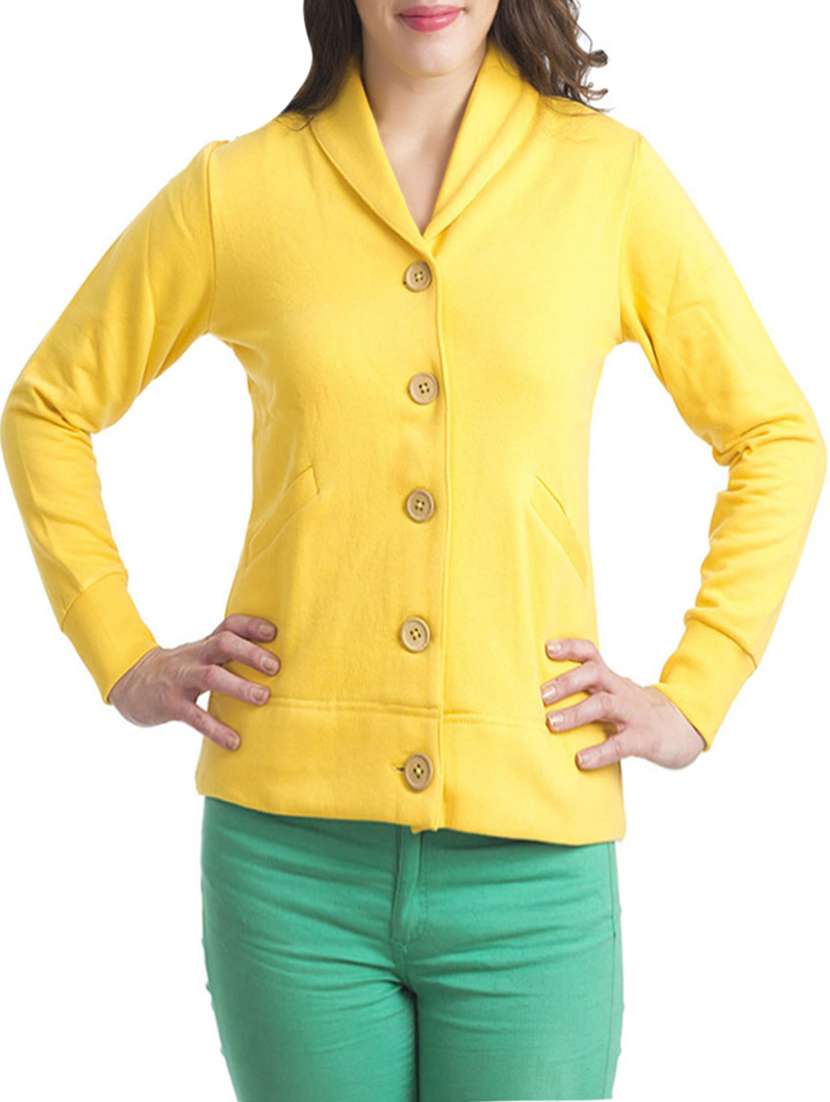 yellow cotton fleece jacket