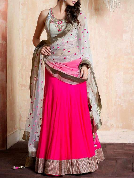 pink georgette lehenga
