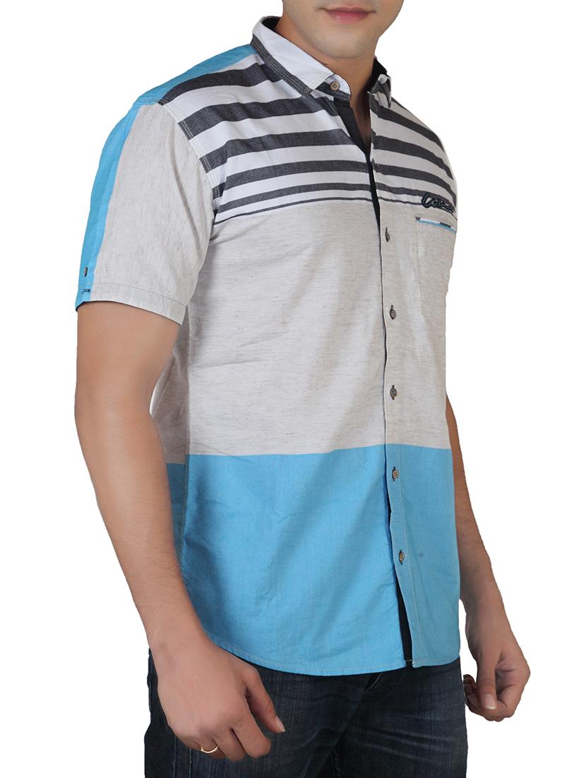 light blue, white, grey cotton casual shirt - 10819650 -  Standard Image - 1
