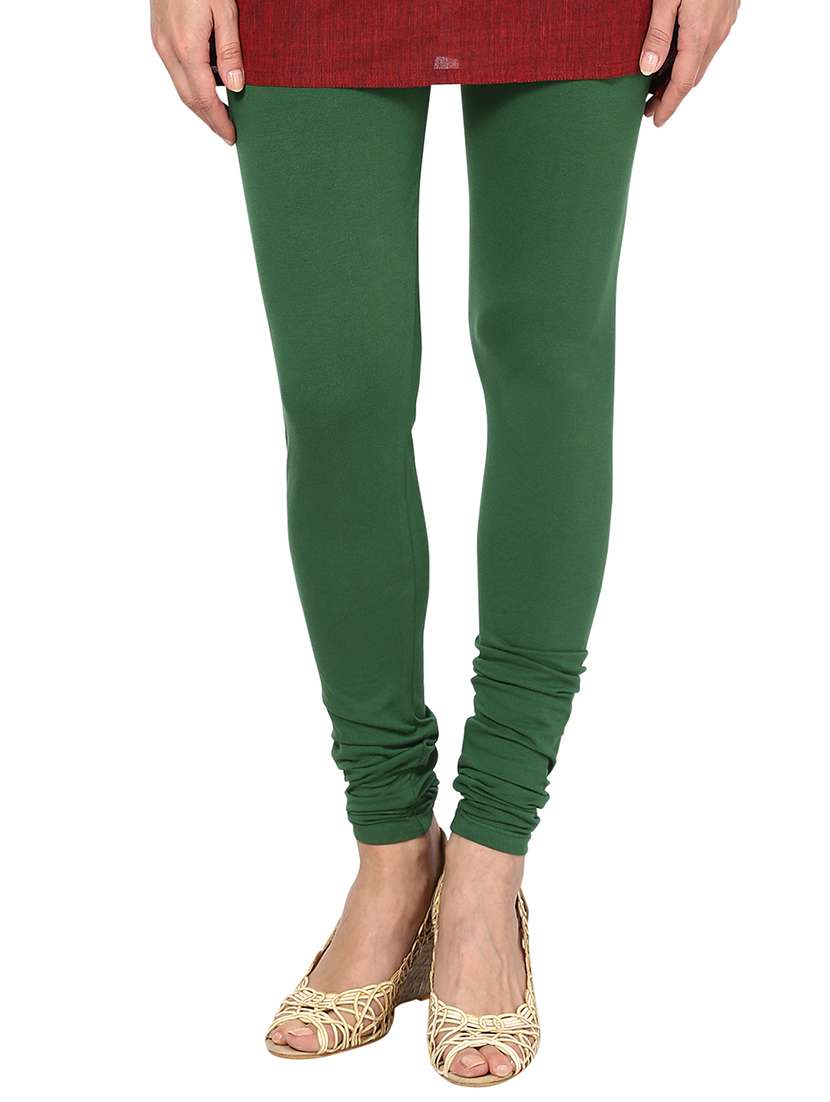 green cotton leggings