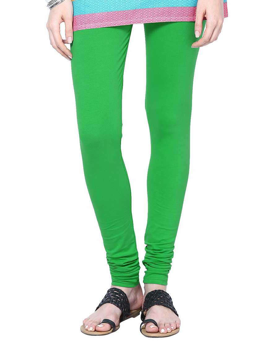 green cotton leggings