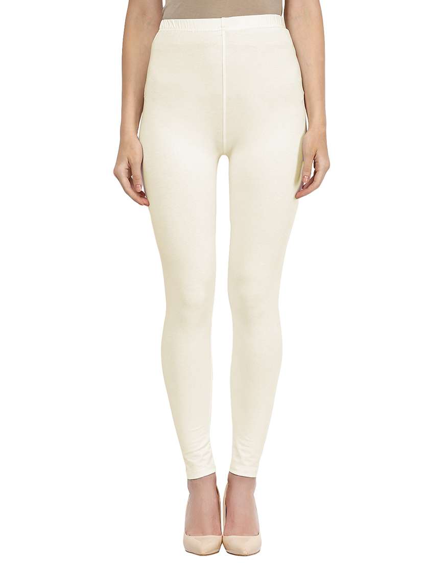 white solid ankle length legging