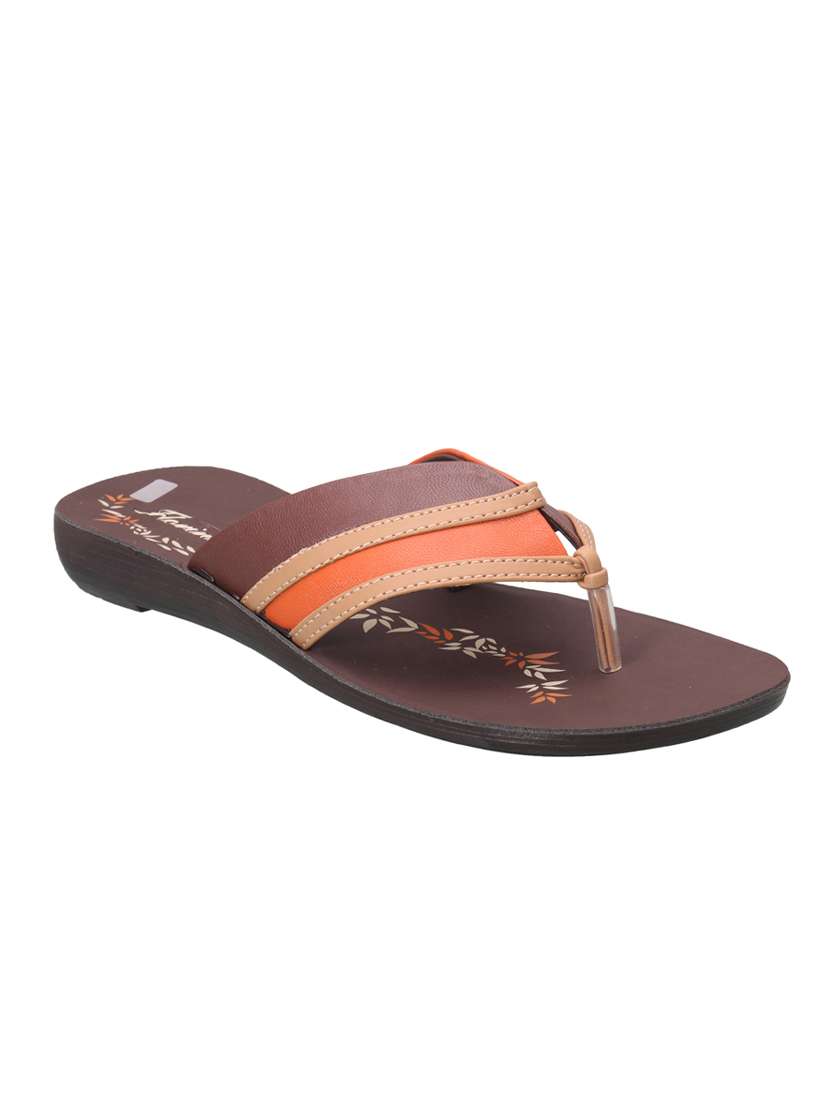 brown leatherette flip flop