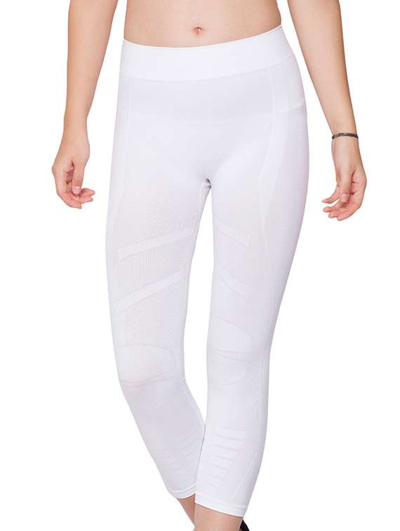 white polyester capris