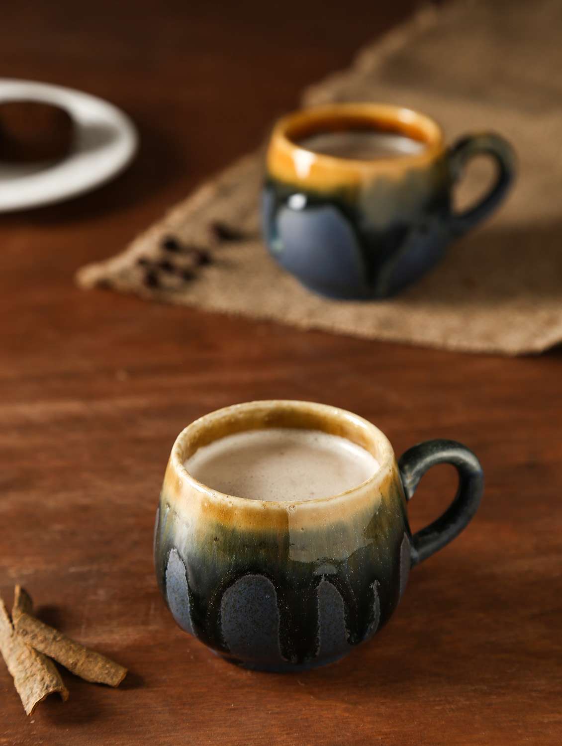 speckled sea green matt finish cups set of 6