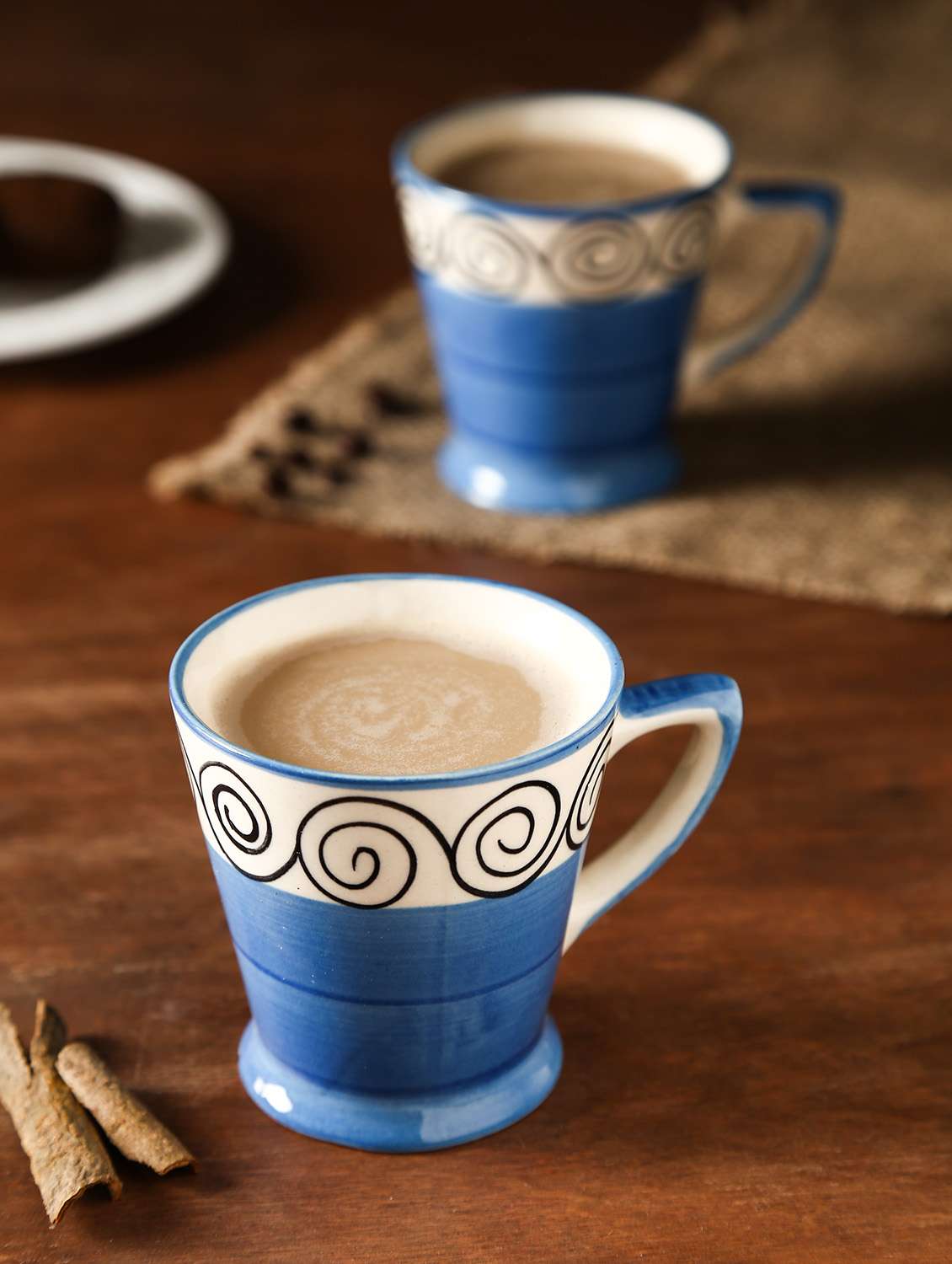 blue handpainted tea cups set of 6