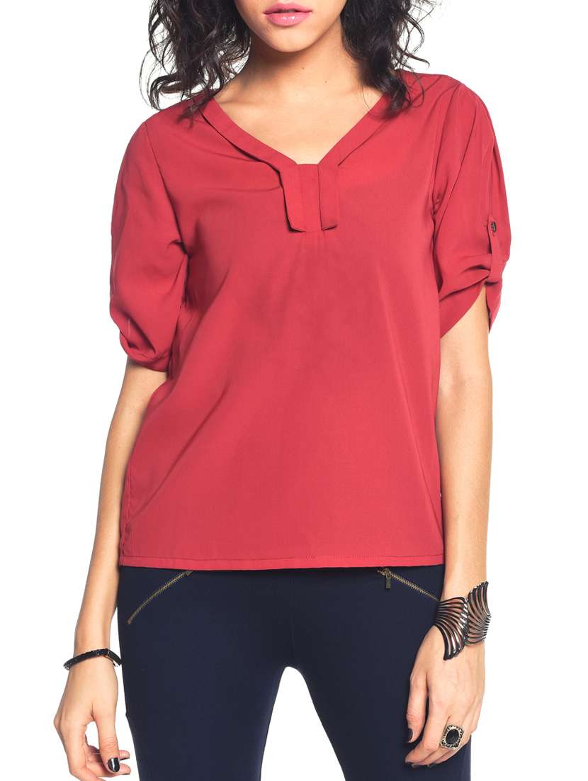 panel detail polyester top