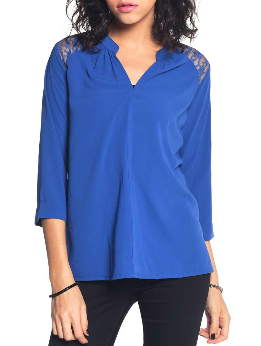 women's straight mandarin neck top