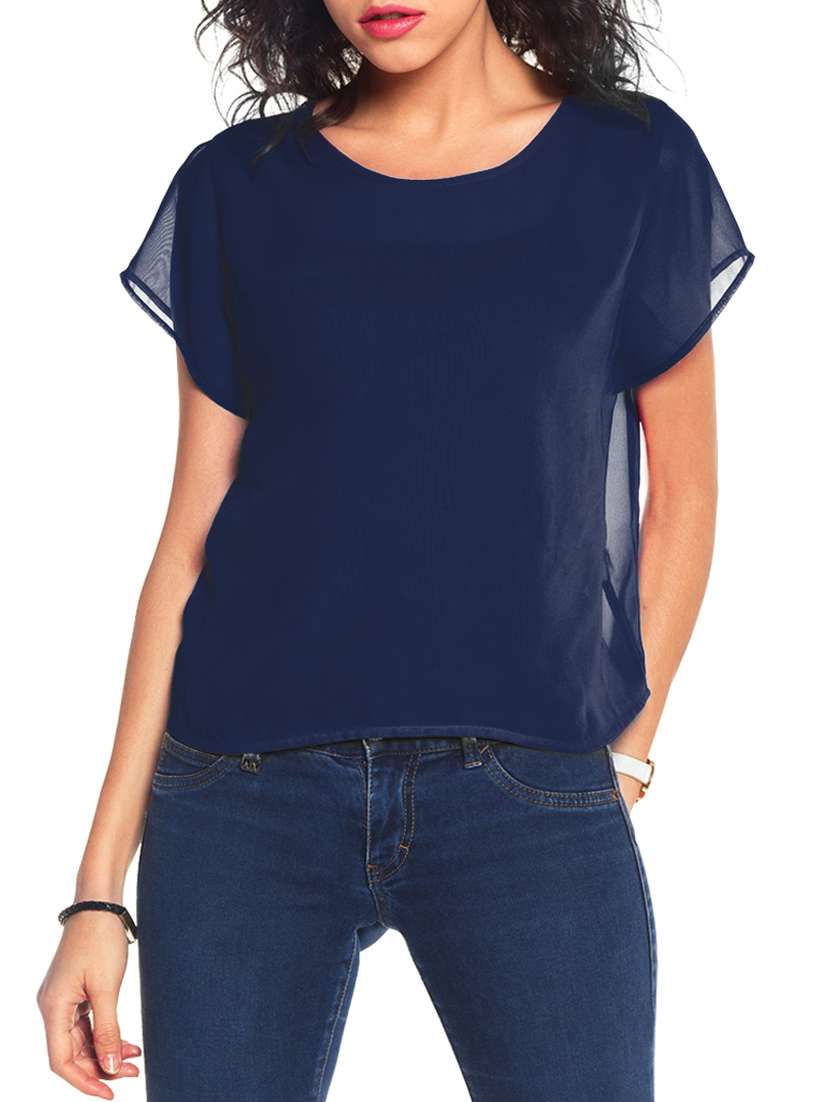 women's straight round neck top