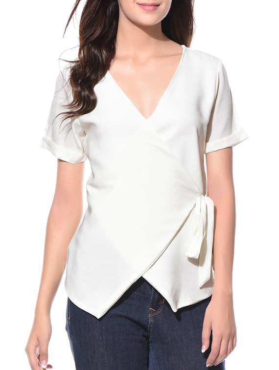 women's wrap v neck top
