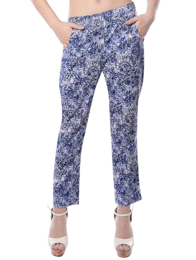 blue crepe trousers