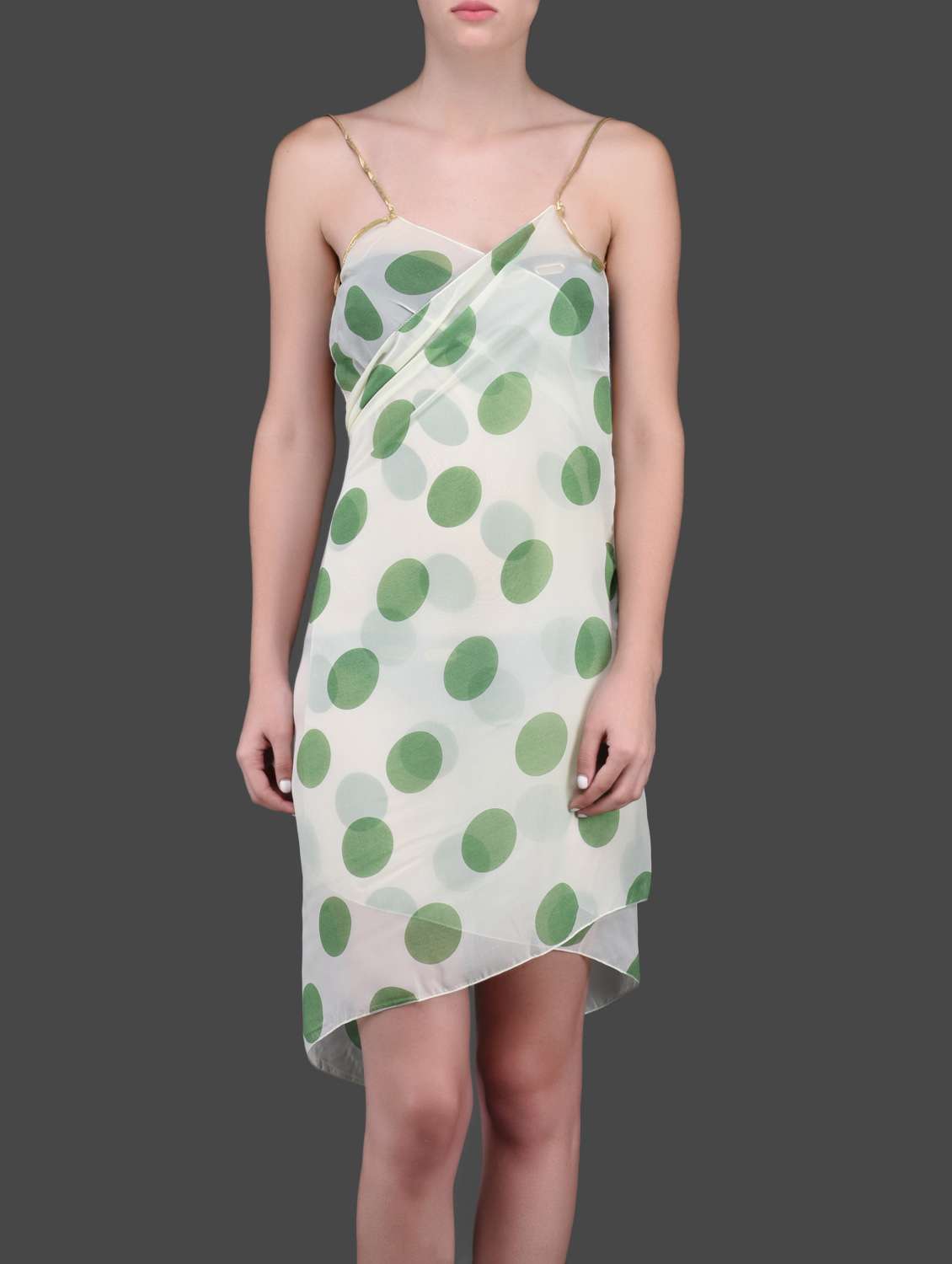 Green polka cross front beach cover-up