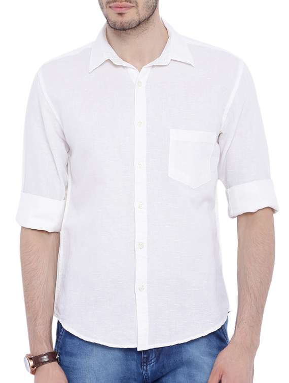 white cotton casual shirt