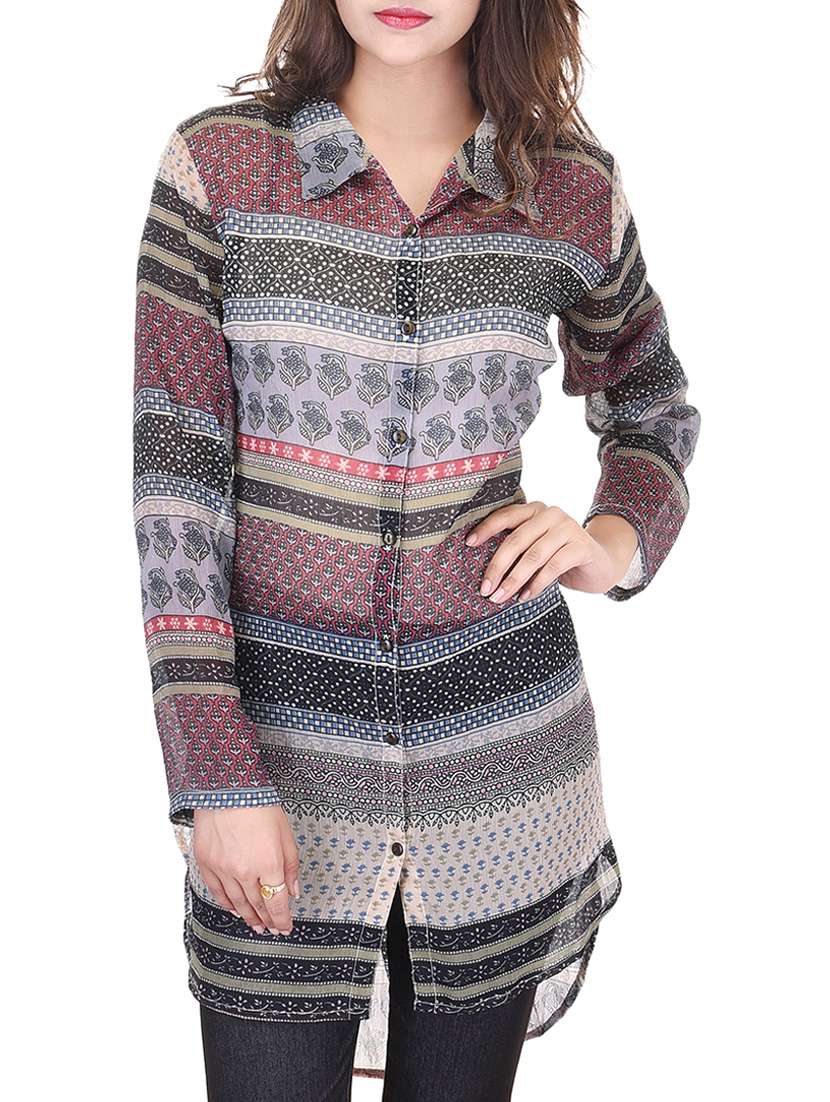 multi colored chiffon shirt