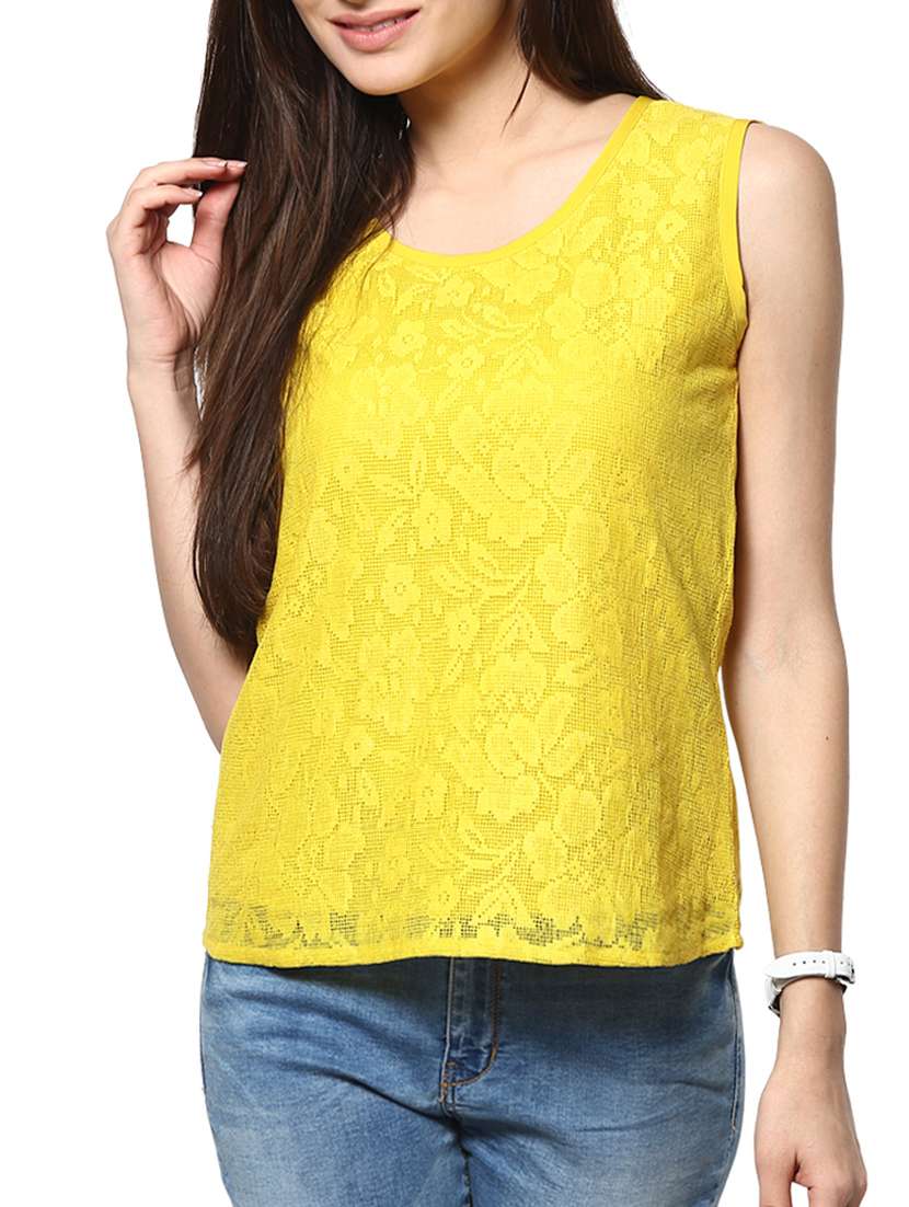 yellow lace top