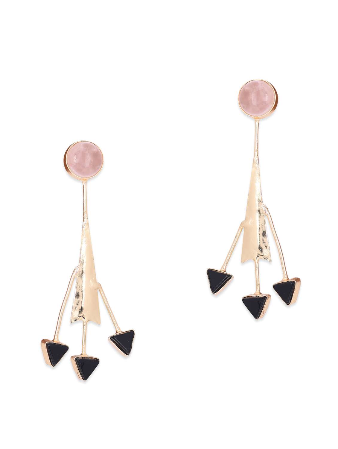 rose pink and black dangler earrings