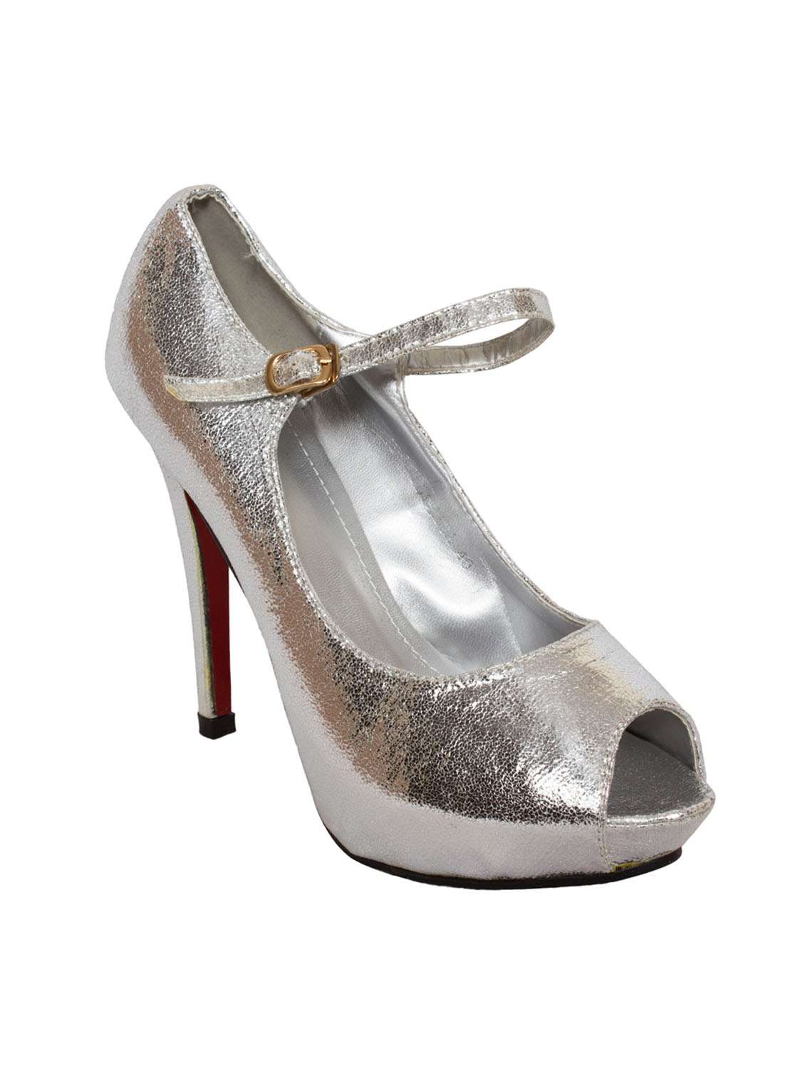 silver leatherette sandal