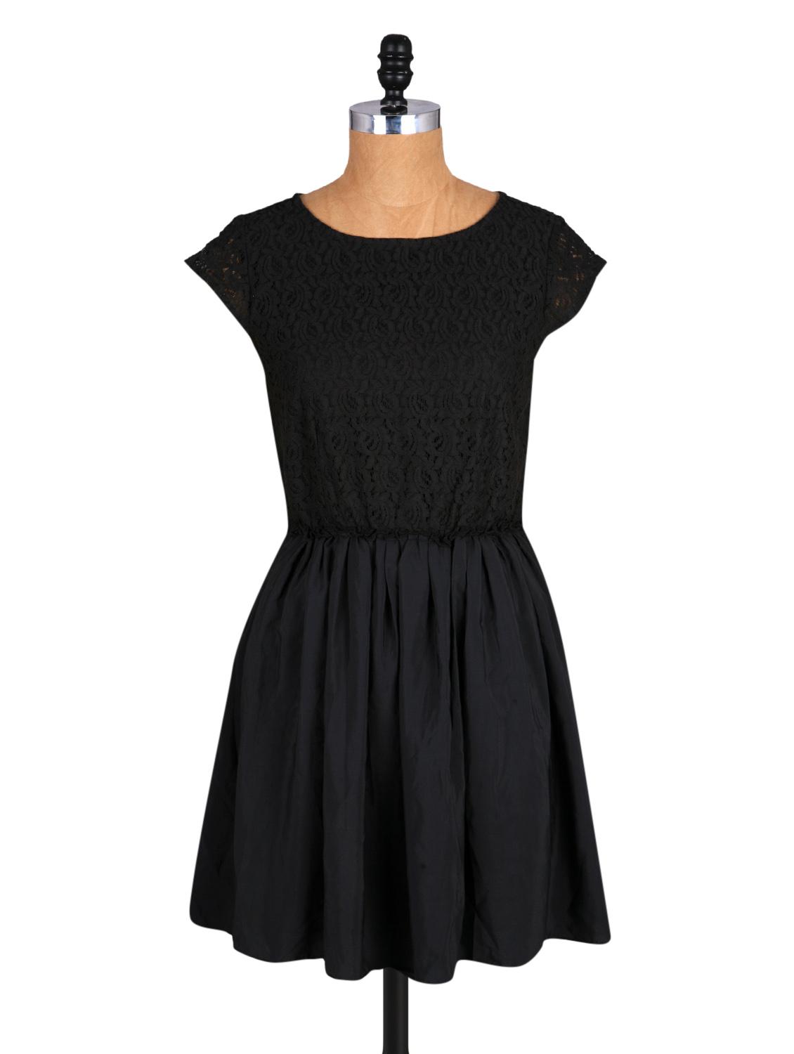 Round Neck Short Sleeves Lace Top Dress - Amari West