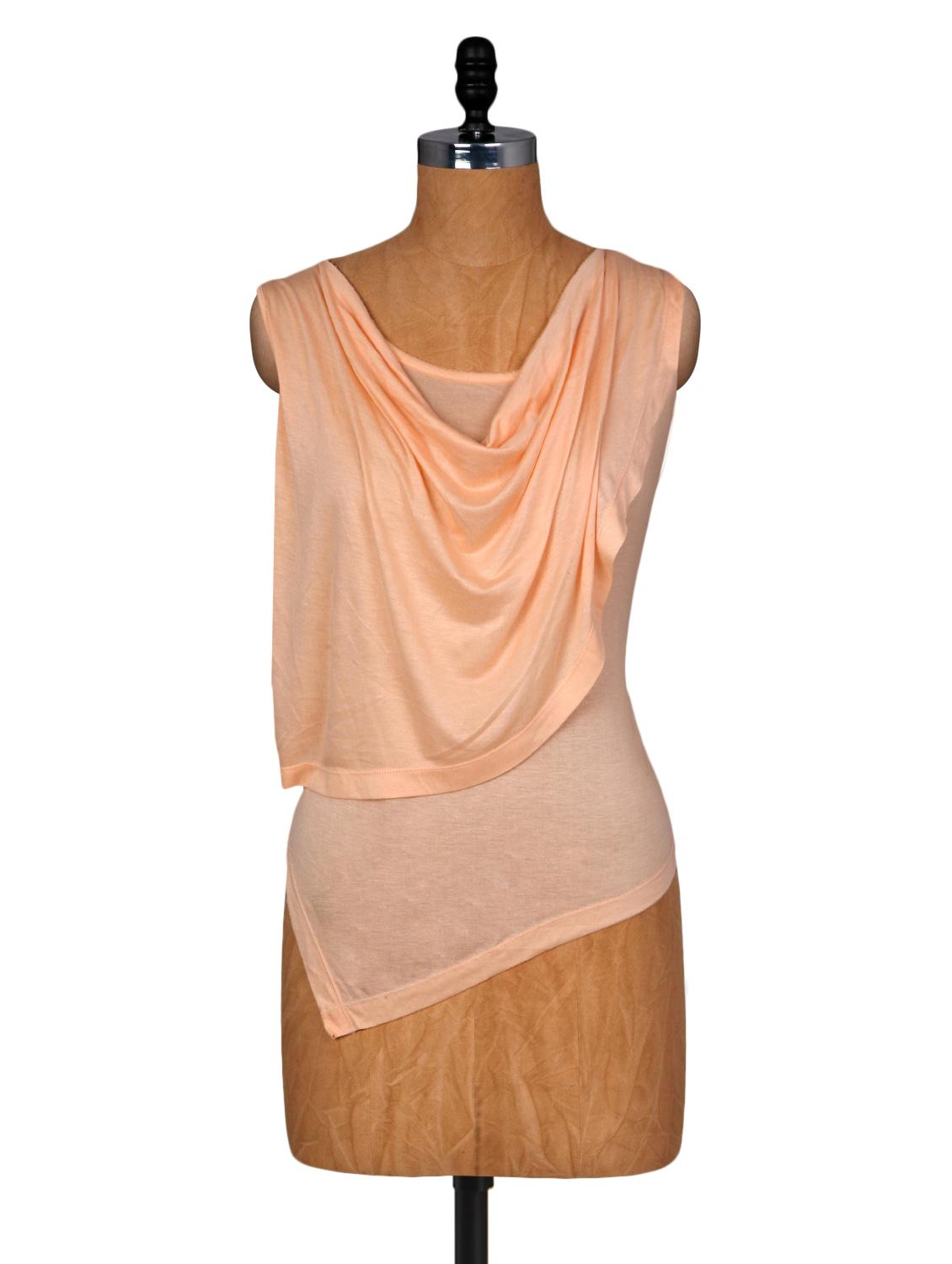 Peach Layered Sleeveless Viscose Top - Amari West