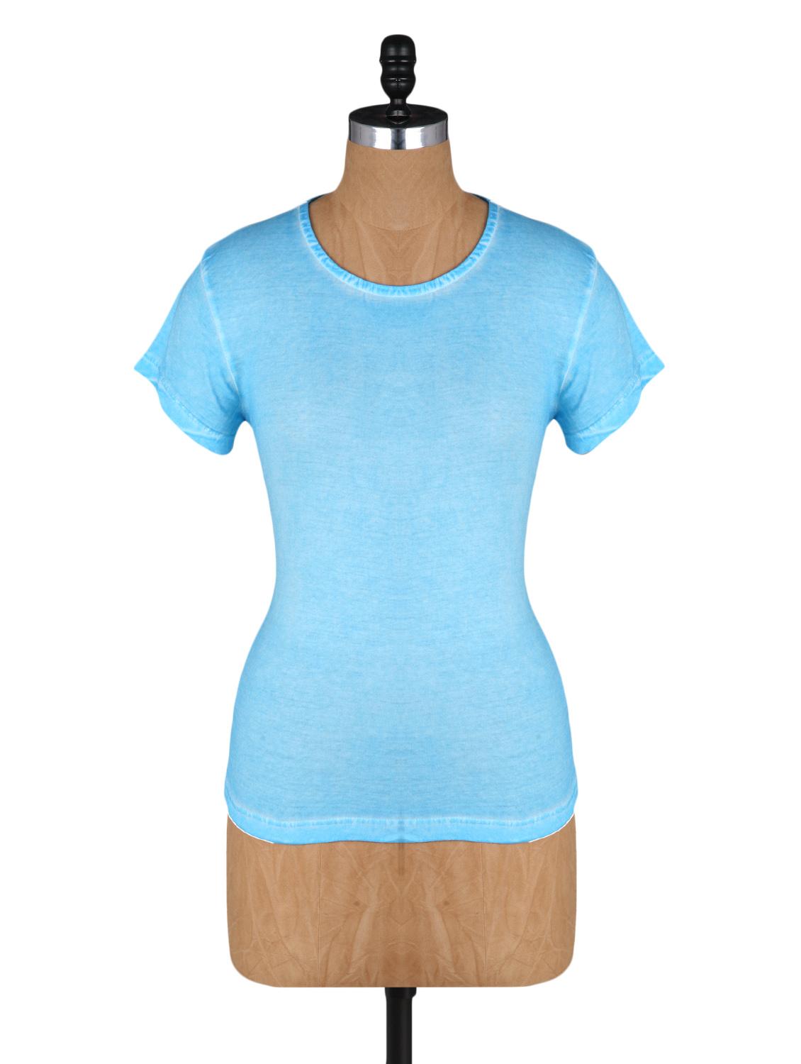 Round Neck Short Sleeves Cotton Top - Amari West