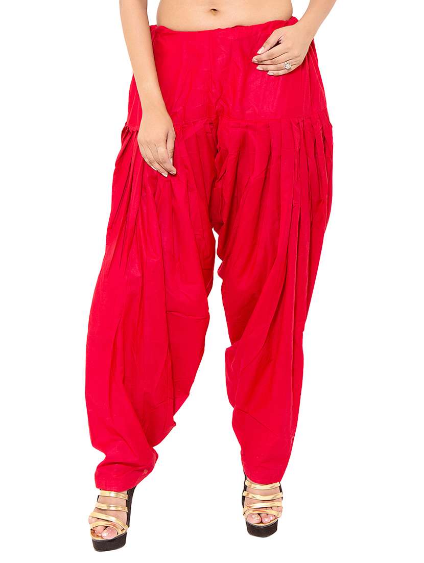 red cotton salwars